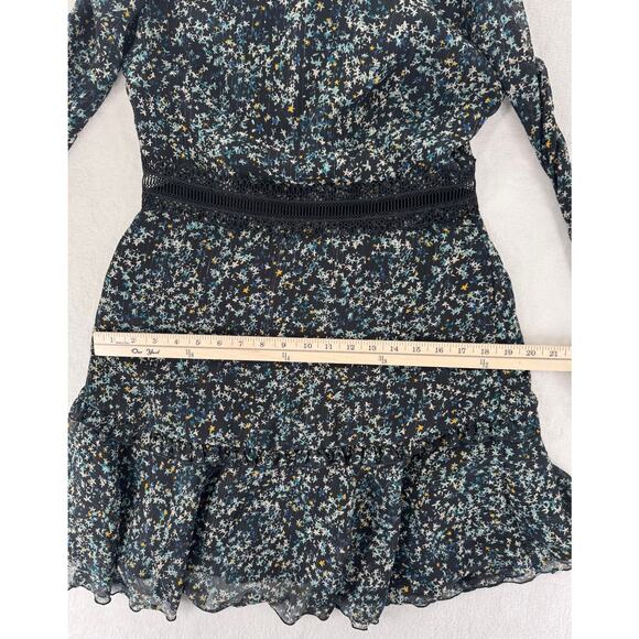 Donna Morgan Black Star Long Sleeve Ruffle Dress Knee Length Small 6 Cottagecore - Picture 13 of 13